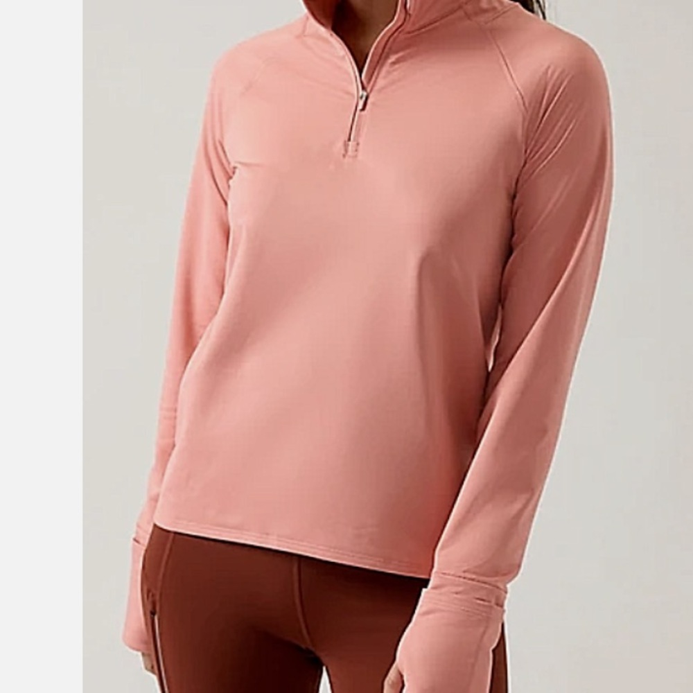 Athleta NWT Women's Whistler Half Zip color Conch Pink Size Extra Small